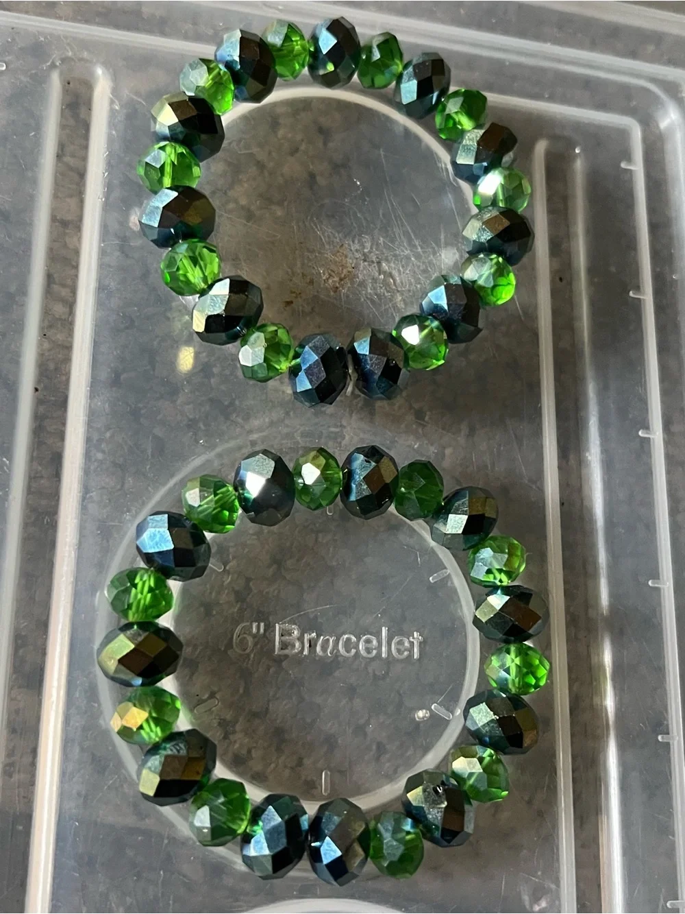 Green Faceted Stretch Bracelet Set - Brand